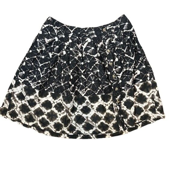 Thakoon for Target Shibori Skirt Black Tan Mini Button Front Size 11 - Picture 2 of 9